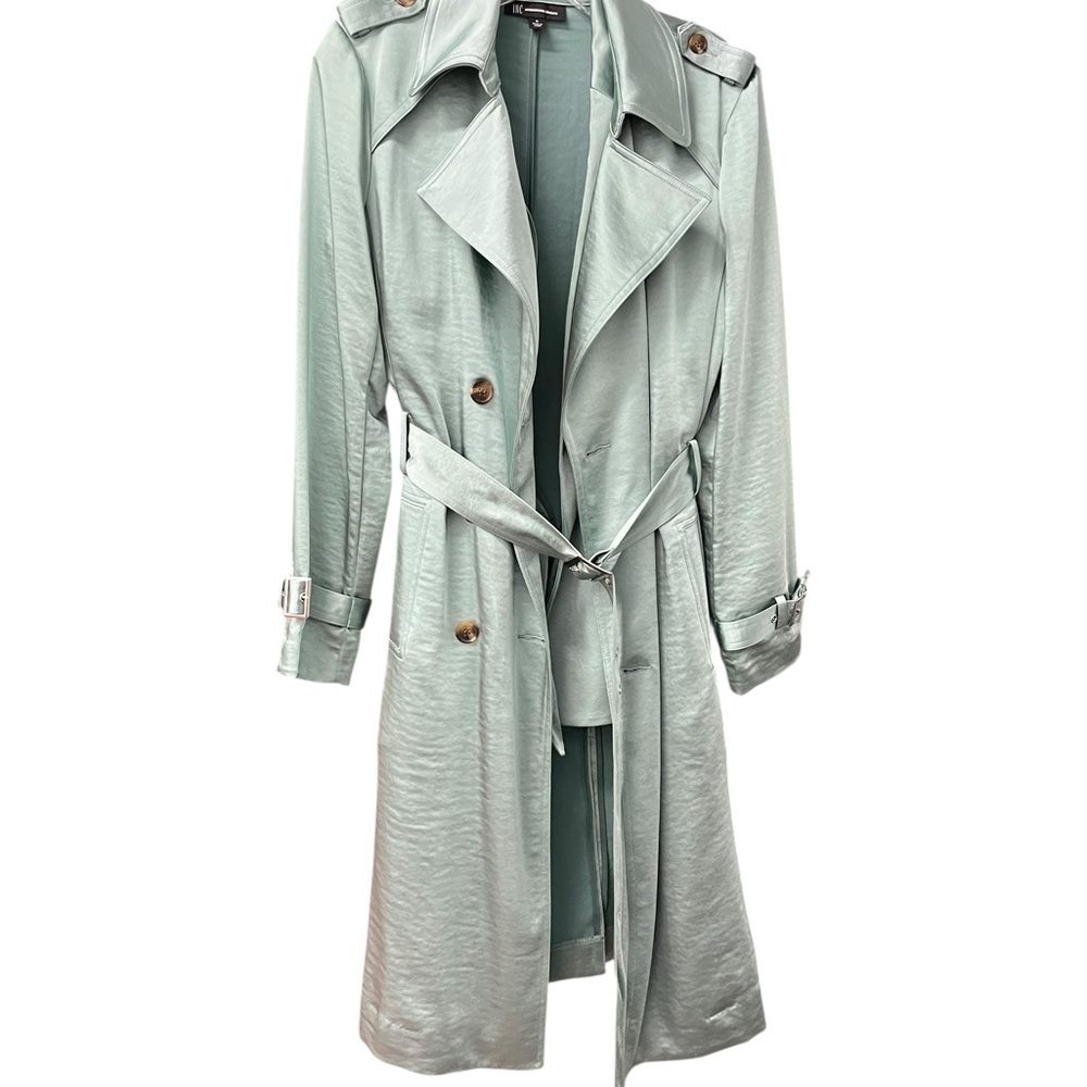 SOLD 2 piece silk Women's Trench Coat and blazer set- in mint